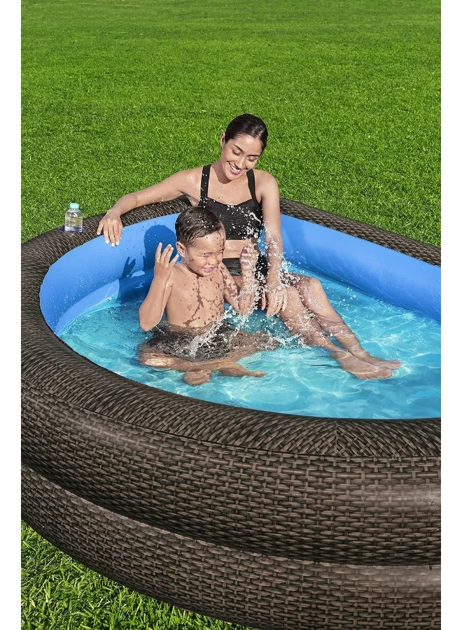 Bestway Bestway Family Pool Tru Print Wicker 231x178x53cm