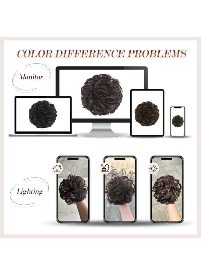 FESHFEN Hairpiece with Elastic Band, Bun Hairpiece, Scrunchie with Hair, Curly Hair Bun Synthetic Hair Extensions, Ponytail Hairpieces for Women and Girls, 12H613A.26# 55 g - Image 5
