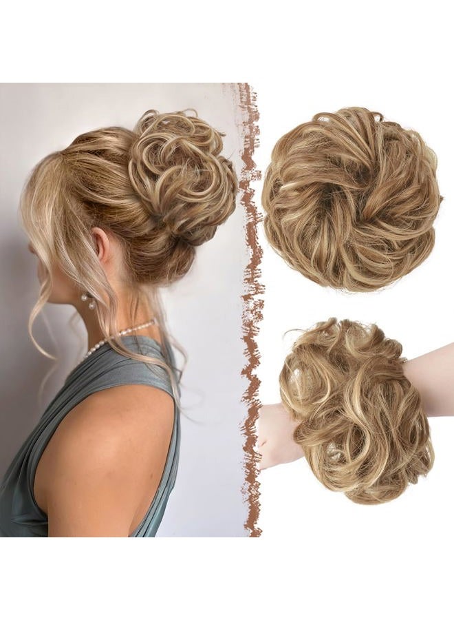 FESHFEN Hairpiece with Elastic Band, Bun Hairpiece, Scrunchie with Hair, Curly Hair Bun Synthetic Hair Extensions, Ponytail Hairpieces for Women and Girls, 12H613A.26# 55 g - Image 1