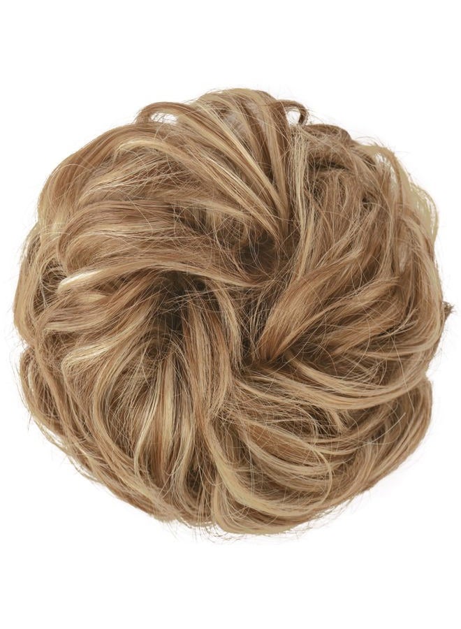 FESHFEN Hairpiece with Elastic Band, Bun Hairpiece, Scrunchie with Hair, Curly Hair Bun Synthetic Hair Extensions, Ponytail Hairpieces for Women and Girls, 12H613A.26# 55 g - Image 2
