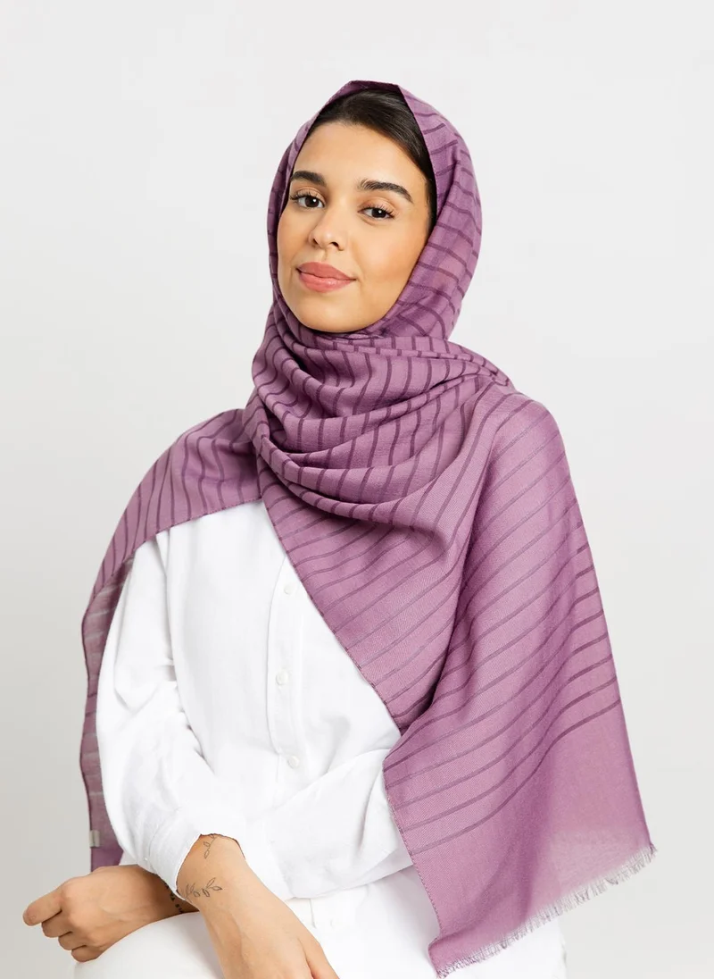 Kaafmeem Light Purple - Cotton Striped Tarha