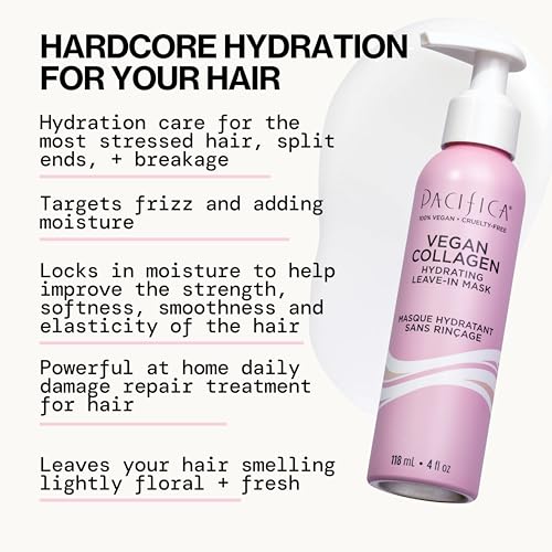 Pacifica Vegan Collagen Leave-In Repair Hair Mask – Leave-In Conditioner Treatment for Dry Damaged Hair, Hydrating Hair Repair Mask to Strengthen, Reduce Breakage & Split Ends Vegan & Cruelty-Free 4oz - Image 2
