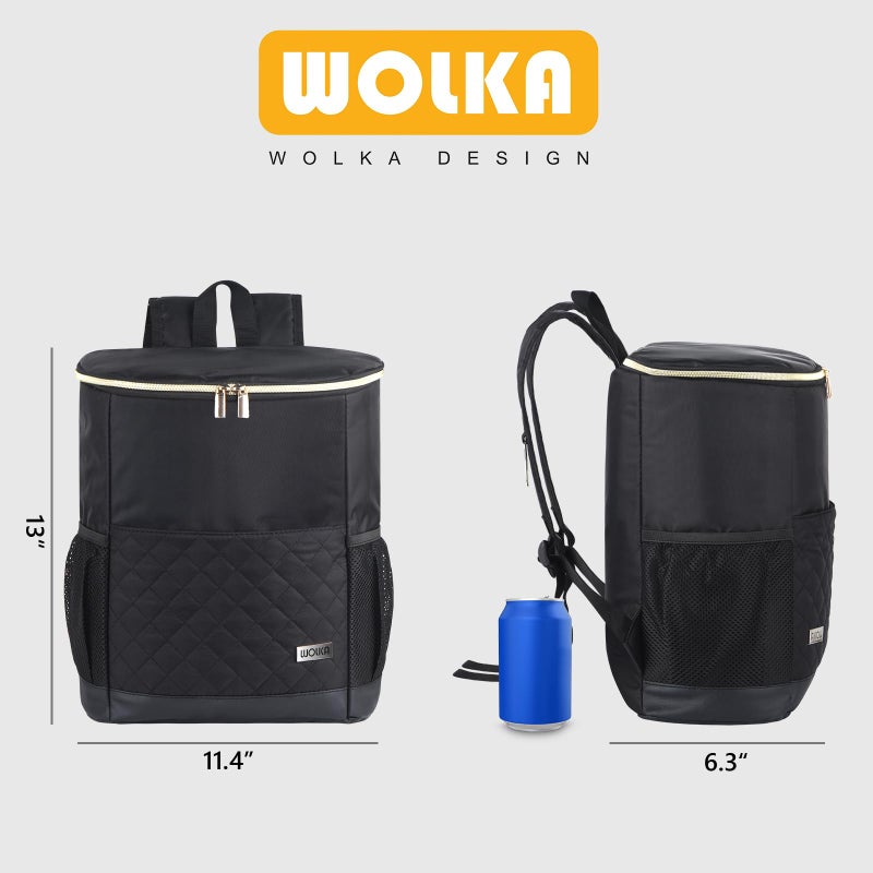 Wolka Cooler Backpack 30 Cans,Portable Backpack Coolers Insulated Leak Proof,Waterproof Soft Sided Cooler Bag for Travel,Beach,Camping,Picnic,Lunch Backpack for Women (Black Shark) - Image 2
