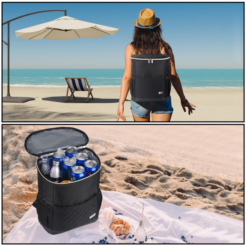 Wolka Cooler Backpack 30 Cans,Portable Backpack Coolers Insulated Leak Proof,Waterproof Soft Sided Cooler Bag for Travel,Beach,Camping,Picnic,Lunch Backpack for Women (Black Shark) - Image 3