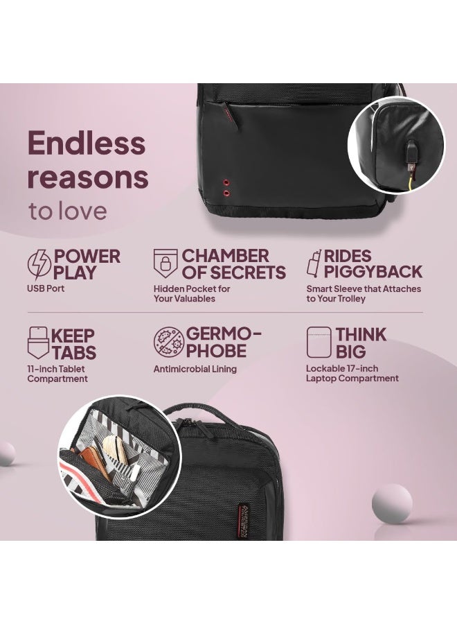 American Tourister Zork 2.0 Style 03, 23L Volume Office 4 Compartment Laptop Backpack With Front Organizer And Spacious Interiors For Unisex, Men & Women - Black - Image 3