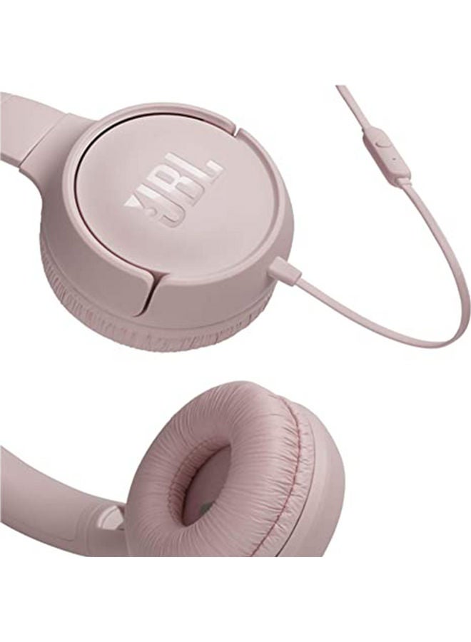 JBL Tune 500 Wired On-Ear Headphones - Deep Pure Bass - 1 Button Remote - Lightweight - Foldable - Tangle Free Cable Pink - Image 4