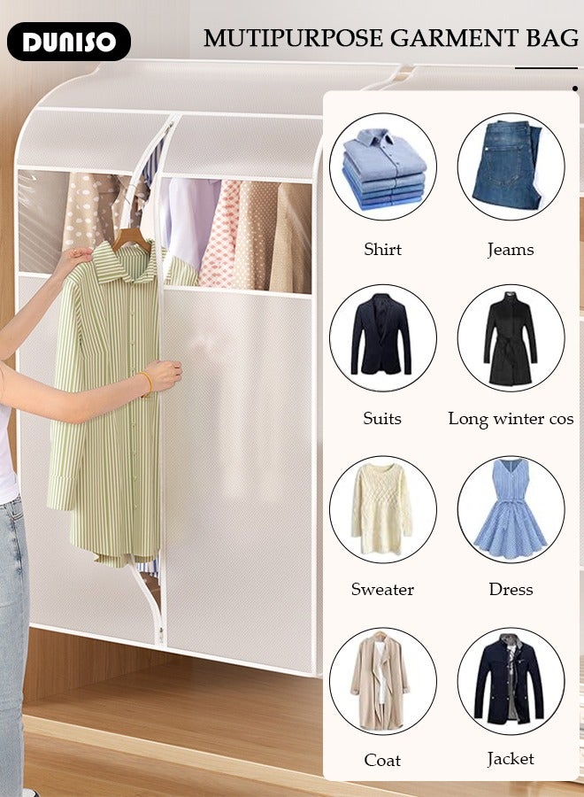 DUNISO Hanging Garment Bag, Large Closet Clothing Protector, Dust-proof Wardrobe Garment Storage Bag, Coat Covers for Closet with Zipper and Clear Window for Suits, Shirts, Jackets, Long Dress  - Image 3