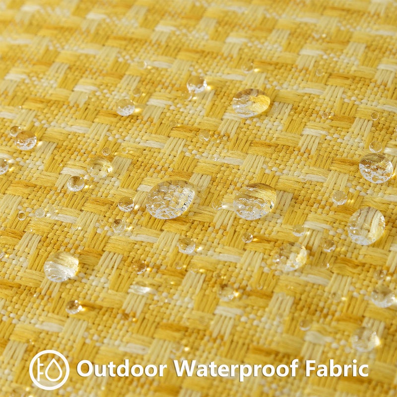 UGS UGASA UGASA Outdoor Waterproof Pillow Covers Pack of 2 Weaving Texture Water Resistant Outside Decorative Pillow Cases for Patio Garden Porch Yard Bench Tent 18x18 Inch  Yellow - Image 3