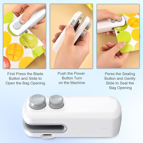 GLUN® Portable Mini Sealing Machine, Handheld Packet Sealer for Food, Snacks, Chips, Fresh Storage, Plastic Bags Sealing Machine, Type C Charging Vaccum Sealers - Image 2