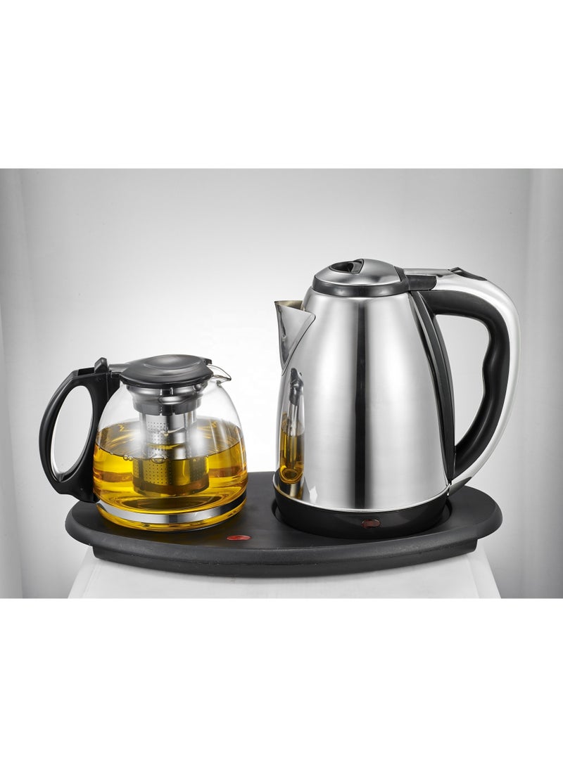 BQSCHJUN 2 In 1 Electric Tea Kettle And Glass Teapot Set 2.0L 1800W Stainless Steel Fast Boiling Tea Maker With Warming Base, Ergonomic Handle, Durable Design For Home Kitchen Office Use - Image 3