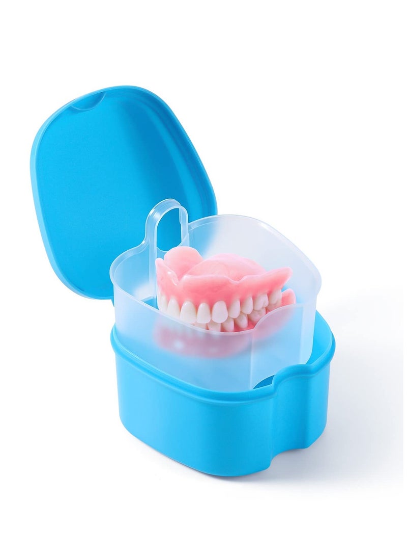 JMU JMU Denture Case Denture Cup with Lid Orthodontic Retainer Case with Strainer Basket Tray Denture Cups for Soaking Dentures  - Image 1