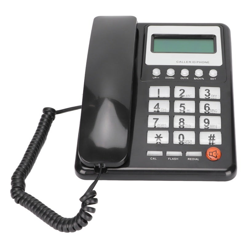 هاتف سلكي KXT8001CID، نظام مزدوج كلاسيكي FSK DTMF، هاتف مكتبي أرضي مع شاشة عرض معرف المتصل للمنزل والفندق (أسود) - Image 5