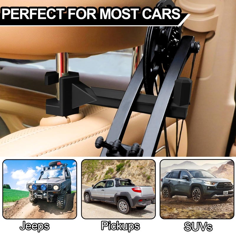 Jofarstep Buddy Bow Hanger 2-Pack - Universal Vehicle Headrest Mount for Compound Bows, Secure & Space-Saving Storage for Trucks/SUVs/Cars, Soft-Padded Anti-Scratch Design - Image 4