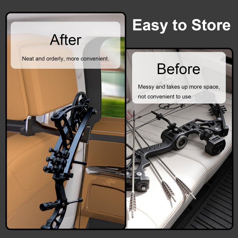 Jofarstep Buddy Bow Hanger 2-Pack - Universal Vehicle Headrest Mount for Compound Bows, Secure & Space-Saving Storage for Trucks/SUVs/Cars, Soft-Padded Anti-Scratch Design - Image 5