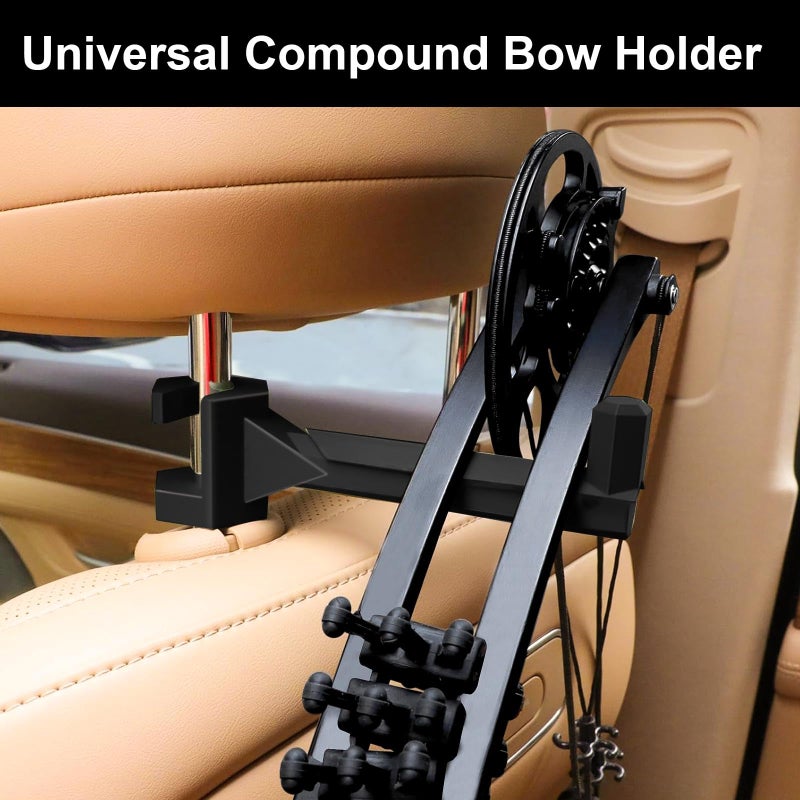 Jofarstep Buddy Bow Hanger 2-Pack - Universal Vehicle Headrest Mount for Compound Bows, Secure & Space-Saving Storage for Trucks/SUVs/Cars, Soft-Padded Anti-Scratch Design - Image 3