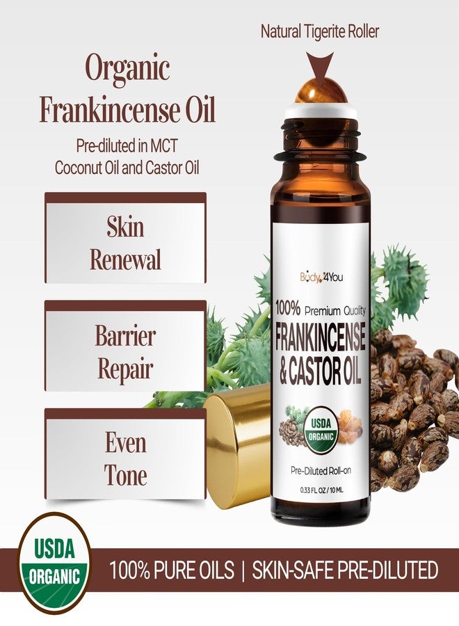 BodyJ4You Castor Oil Frankincense Essential Oil Roll On for Face Eyebrows Under Eye - 100% Pure USDA Organic MCT Coconut - Dark Circles Fine Lines Facial Skin Care Serum - Gemstone Roller 10ml Travel Size - Image 4