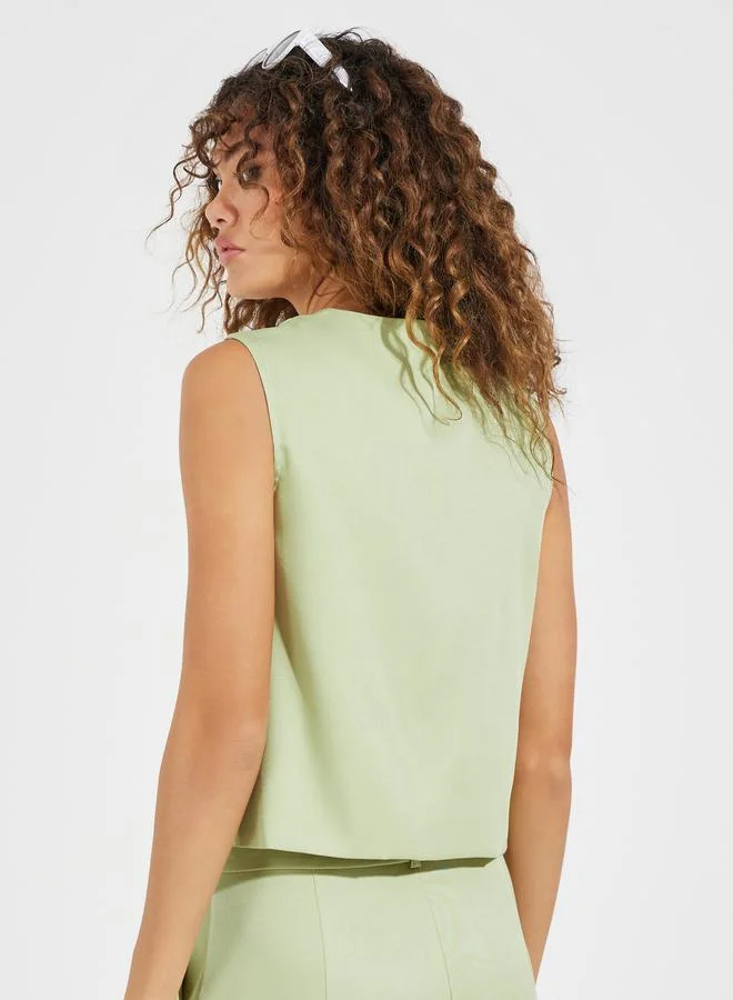 Styli V Neck Buttoned Tailored Waistcoat