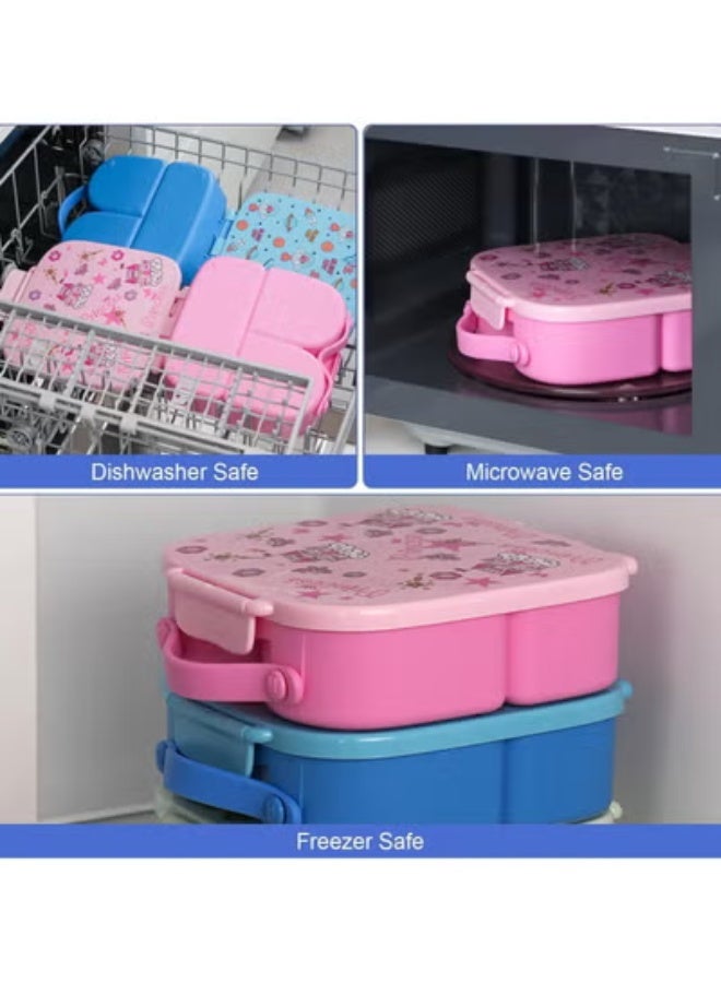 Beauenty Lunch Box for Kid School,Children's Lunch Box with Compartments, Bento Box Children, Leak-proof Lunch Box for Girls and Boys, Snack Box, Perfect for School, Nursery & Trips,21.1 x 7.5 x 21.8 centimeters,blue - Image 2