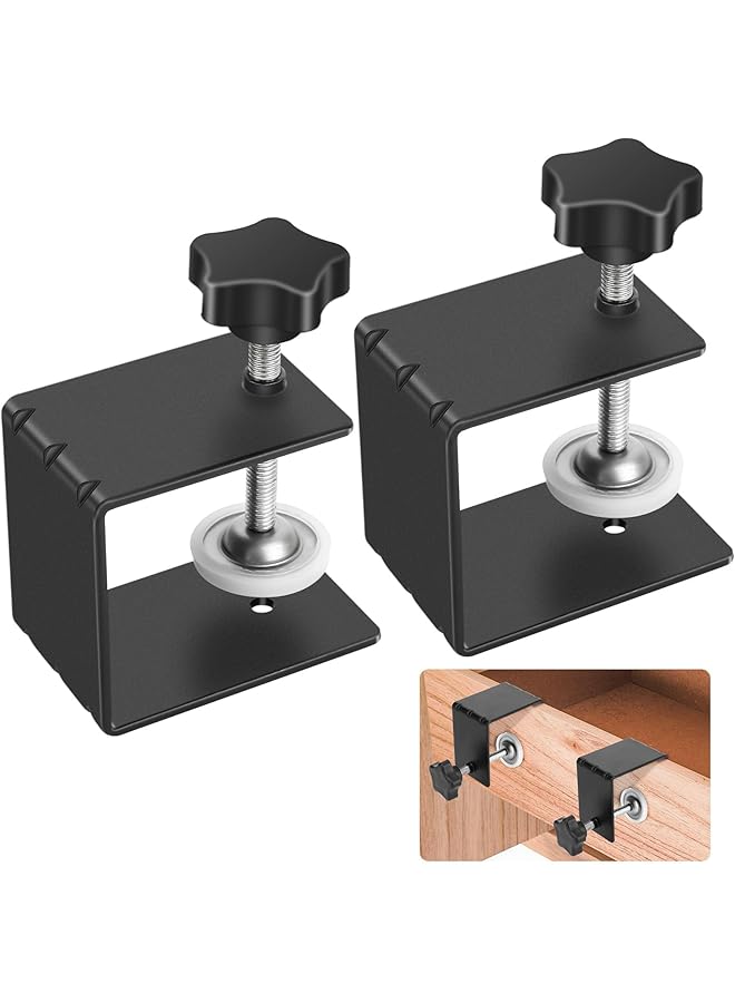promass 2Pcs C-Clamp,Heavy Duty C-Clamp Base Stand Stainless Steel Tiger Clamp,Drawer Front Clamp Metal Desk Mounting Clamp for Woodworking Fixed Repair Home Improvement
