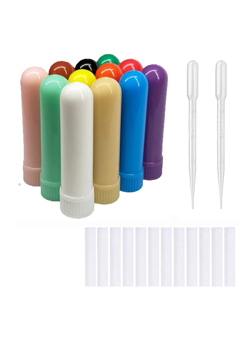ZIOJOVK ZIOJOVK 12 PCS Nasal Inhaler Tubes Kit Contains 12 Empty Nasal Inhaler Tubes with Wicks 2 droppers 