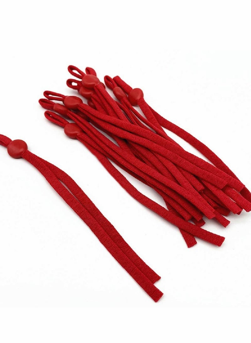 KASTWAVE Sewing Elastic String for Masks, 100 Pcs Elastic Bands with Adjustable Buckle Ear Band, Elastic Ear Loops Adjustable Ear Straps 1/5 Inch (Red) - Image 2