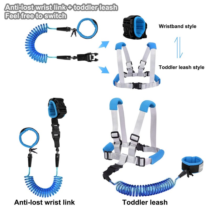 Blisstime 2 in 1 Toddler Leash - Anti Lost Wrist Link for Toddlers - Toddler Harness, Baby Leash, Leash for Toddlers, Wrist Leashes, Child Leashes for Toddlers, Not Easy to Open Without Key - Image 2