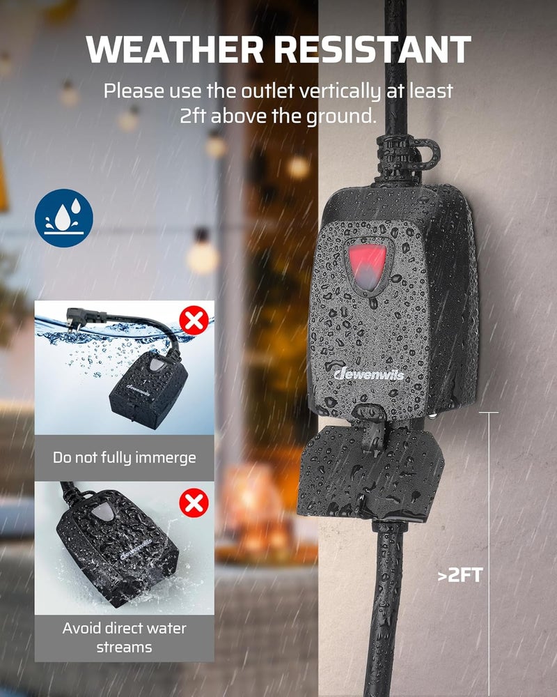 DEWENWILS Wireless Remote Control Electrical Outlet Switch Outdoor Indoor Waterproof for Christmas Decor, 15 AMP Heavy Duty, 3-Prong Plug-in Outlet, 100 Feet Range, Pre-Programmed, ETL Listed - Image 3