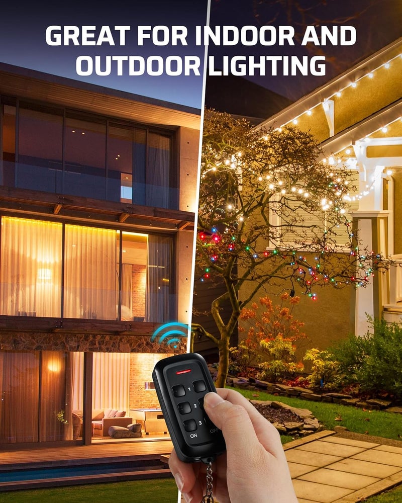 DEWENWILS Wireless Remote Control Electrical Outlet Switch Outdoor Indoor Waterproof for Christmas Decor, 15 AMP Heavy Duty, 3-Prong Plug-in Outlet, 100 Feet Range, Pre-Programmed, ETL Listed - Image 5