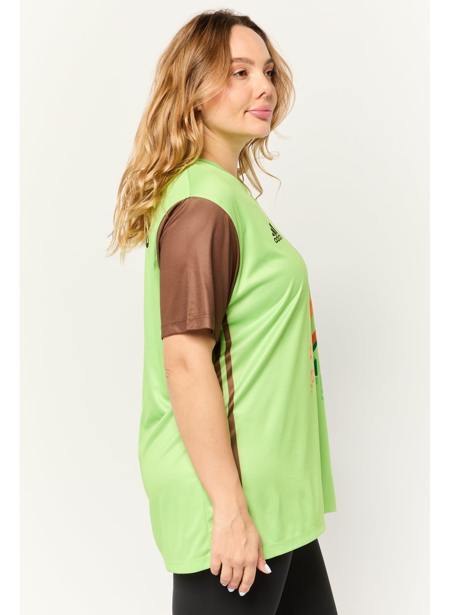 Adidas Women Sportswear Fit Short Sleeves Khelo India Football Jersey, Apple Green  - Image 3