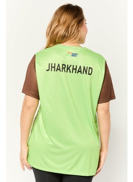 Adidas Women Sportswear Fit Short Sleeves Khelo India Football Jersey, Apple Green  - Image 4