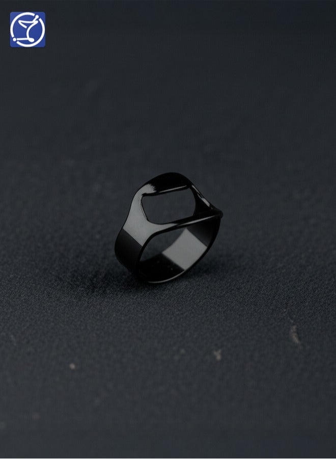 BarPros Multi-Function Ring-Shaped Bottle Opener, Stainless Steel Beverage Opener, Portable & Lightweight, Black - Image 2