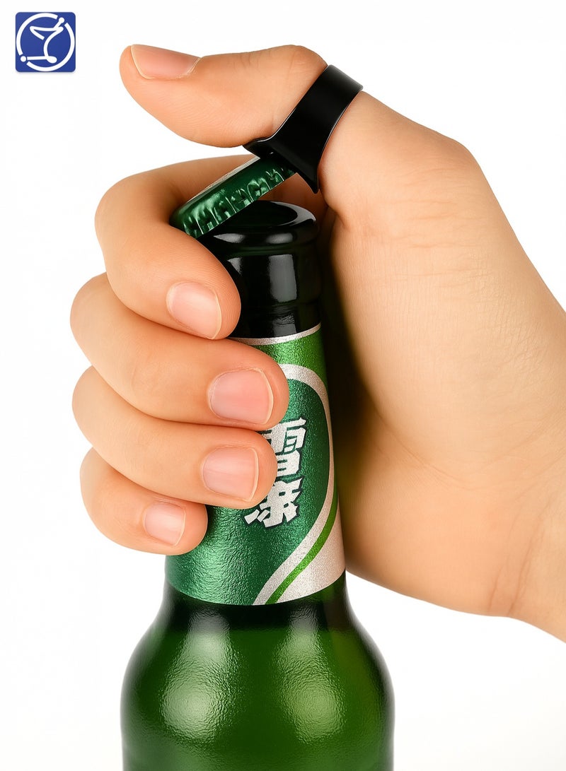 BarPros Multi-Function Ring-Shaped Bottle Opener, Stainless Steel Beverage Opener, Portable & Lightweight, Black - Image 3