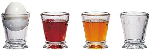 La Rochere Napoleon Bee Embossed Egg Cups  Shot Glasses Set of 6  Stylish Hard  Soft Boiled Egg Holder Cup  Shot Glass Set 2 oz
