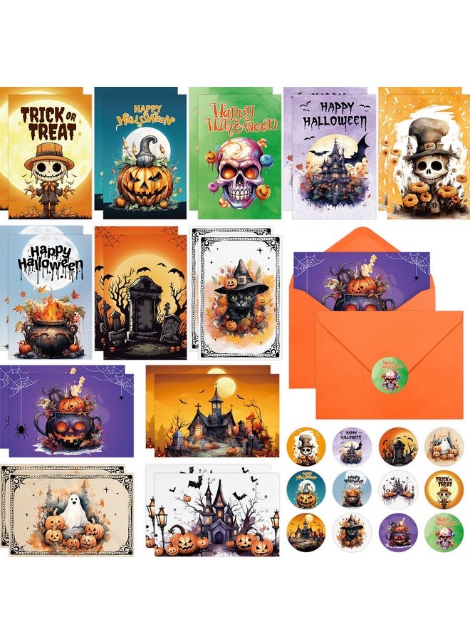 ceiba tree - 24Pack Halloween Cards Trick Or Treat Assortment Cards Halloween Greeting Card Bulk With Envelopes For Classroom Home Office Business - Image 1