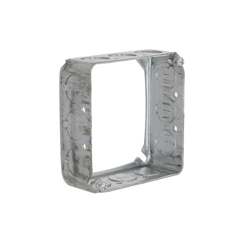 RACO حلقة تمديد مربعة Raco 8201، مصنوعة، 4"، عمق 1-1/2" مع اثني عشر 1/2" KO، رمادي - Image 1