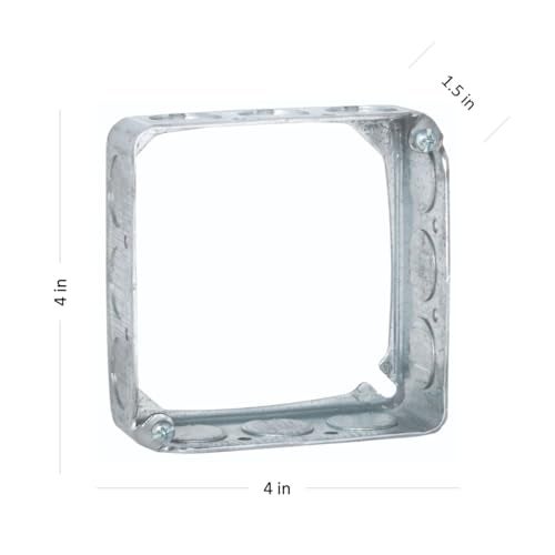 RACO حلقة تمديد مربعة Raco 8201، مصنوعة، 4"، عمق 1-1/2" مع اثني عشر 1/2" KO، رمادي - Image 2