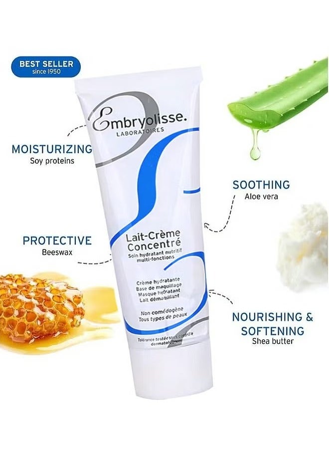 إمبريوليس Lait-Crème Concentré كريم مرطب متعدد الاستخدامات (75 مل) - كريم مغذي للوجه لجميع أنواع البشرة، غني بالأحماض الدهنية الأساسية والفيتامينات، مثالي كقاعدة للمكياج - Image 4