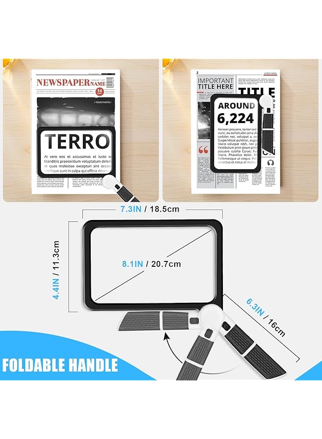 X spring Magnifying Glass With Light 5X Magnifying Glass For Reading Large Folding Lighted Magnifier With 48 Led Lights 3 Modes Handheld Full Page Magnifier For Seniors Low Vision Reading - Image 4