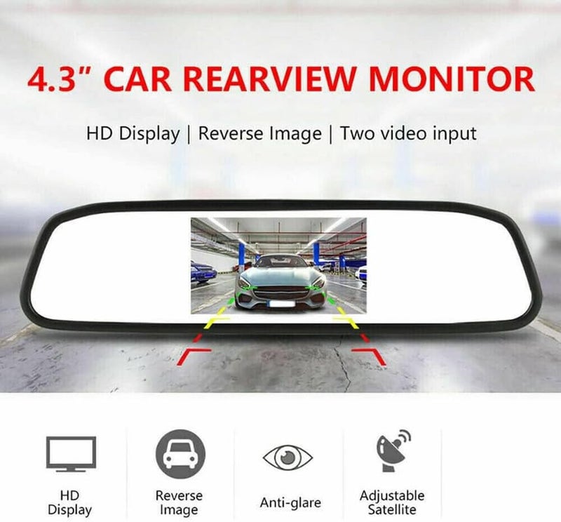 LOVMOTO Car Video Monitor 4.3 inch Auto Screen 12V-24V Universal Mount Clip-On Current Mirror for Backup Camera/Front Camera/Media Player/Safety Driving Comfortable with E-on - Image 4