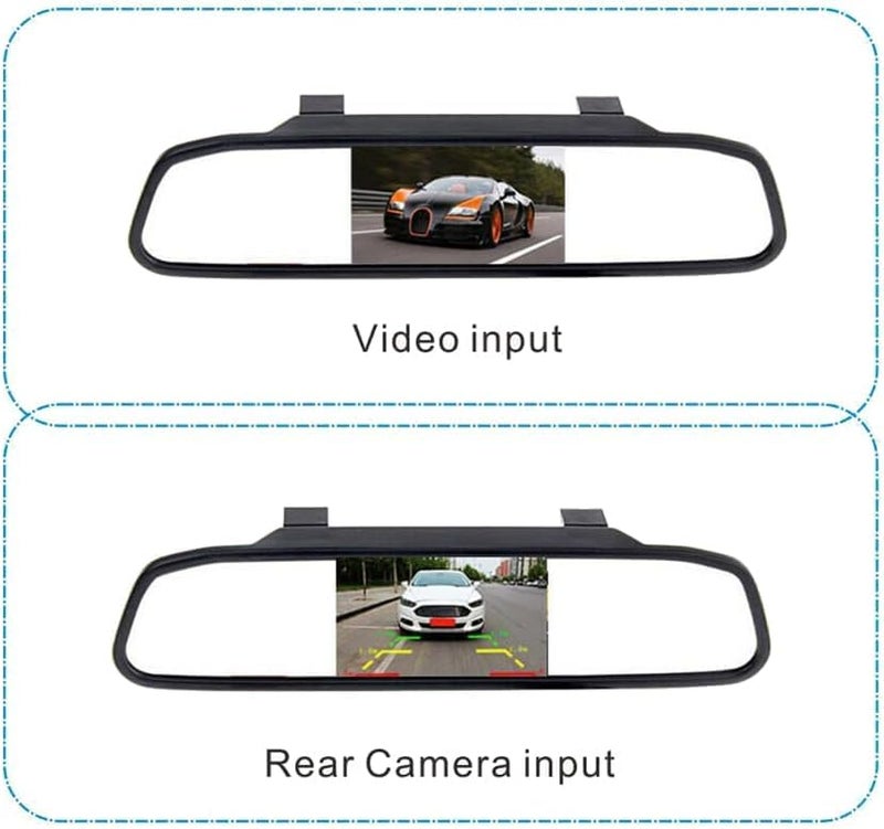 LOVMOTO Car Video Monitor 4.3 inch Auto Screen 12V-24V Universal Mount Clip-On Current Mirror for Backup Camera/Front Camera/Media Player/Safety Driving Comfortable with E-on - Image 3