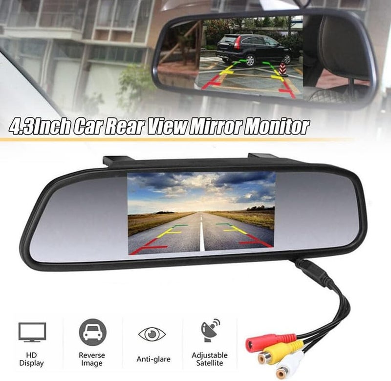 LOVMOTO Car Video Monitor 4.3 inch Auto Screen 12V-24V Universal Mount Clip-On Current Mirror for Backup Camera/Front Camera/Media Player/Safety Driving Comfortable with E-on - Image 5