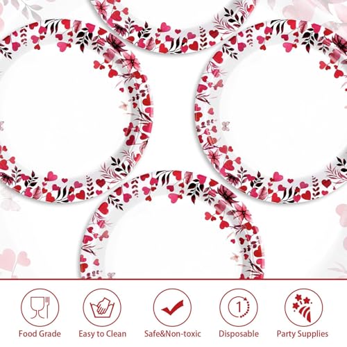 Greencian 50 Pcs Valentine's Day Paper Plates 10" Pink Heart Dessert Plates Disposable Heart Party Supplies for Valentines Day Wedding Anniversary Engagement Birthday Party Decorations - Image 2