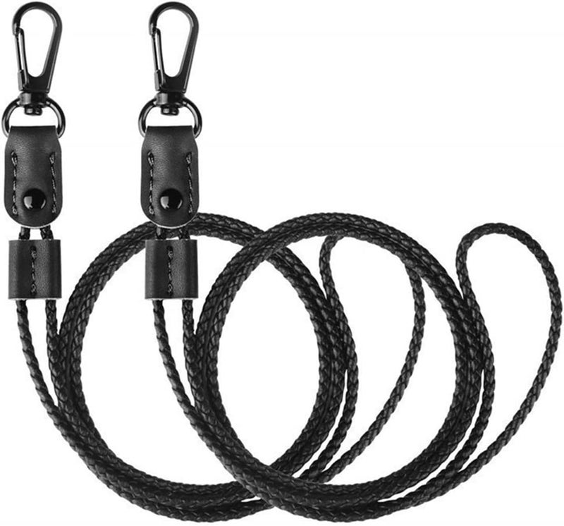 إي سي في في سلسلة مفاتيح نالاندا، قطعتان، حبل مضفر للرقبة، مصنوع من جلد الألياف الدقيقة، بطول قابل للتعديل مع مشبك معدني قوي، مناسب لحامل بطاقات الهوية، والمفاتيح، والهواتف المحمولة، للجنسين (أسود) - Image 1