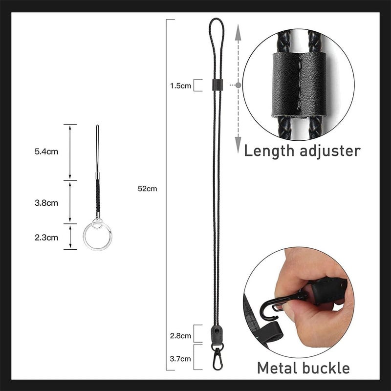 إي سي في في سلسلة مفاتيح نالاندا، قطعتان، حبل مضفر للرقبة، مصنوع من جلد الألياف الدقيقة، بطول قابل للتعديل مع مشبك معدني قوي، مناسب لحامل بطاقات الهوية، والمفاتيح، والهواتف المحمولة، للجنسين (أسود) - Image 4
