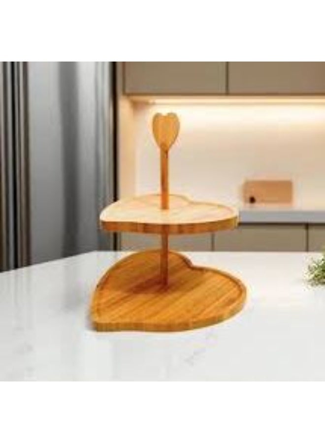 ستاند تقديم خشب شكل قلب دورين، أنيق وعصري لتقديم الحلويات والضيافة.