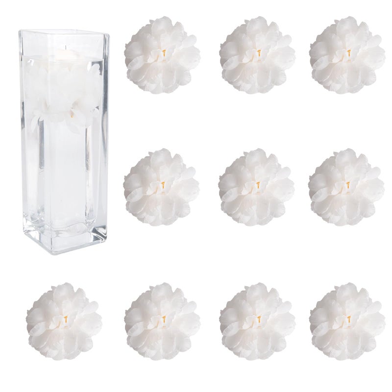 TeaSu Floating Flowers for Floating Candle Centerpieces, 12pcs Faux Flower Head for Wedding Centerpieces (White) - Image 1