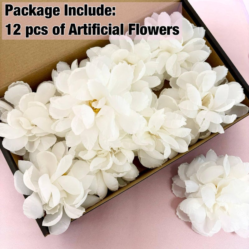 TeaSu Floating Flowers for Floating Candle Centerpieces, 12pcs Faux Flower Head for Wedding Centerpieces (White) - Image 4
