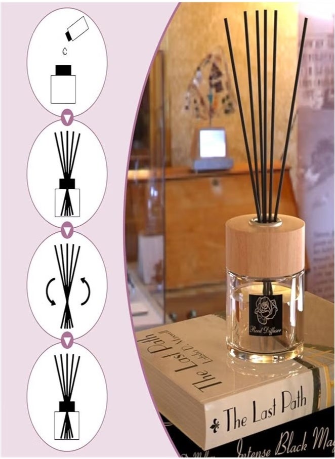 Realfrog 100 Pcs Reed Diffuser Sticks, Essential Oil Aroma Diffuser Sticks, Fibre Reed Sticks Replacement Refill Sticks for SPA Bed Room Home and Office (Black)  - Image 2