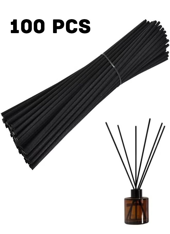 Realfrog 100 Pcs Reed Diffuser Sticks, Essential Oil Aroma Diffuser Sticks, Fibre Reed Sticks Replacement Refill Sticks for SPA Bed Room Home and Office (Black)  - Image 1