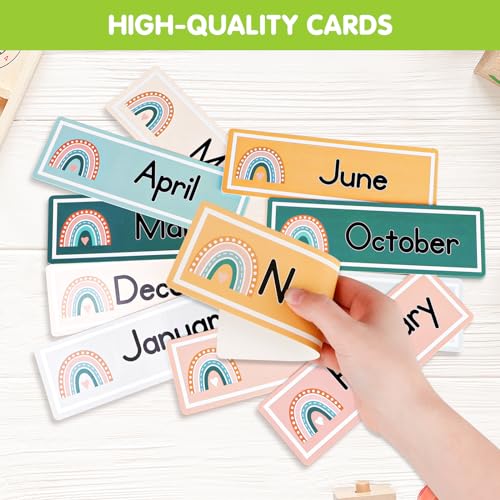 Eamay Boho Calendar Pocket Chart Cards and Classroom Calendar Cards Kit for Home School -90 Cards - Image 4